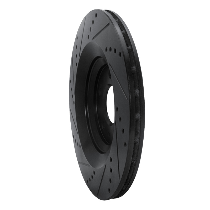 Audi S6 Brake Rotor (1) - Rear Right - R1 Concepts - Drilled & Slotted - Black - `07-`11